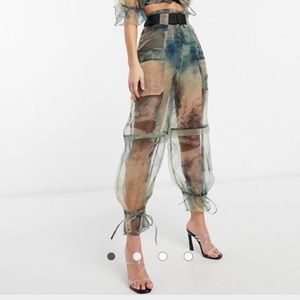 ISO ASOS DESIGN tie dye organza utility trouser